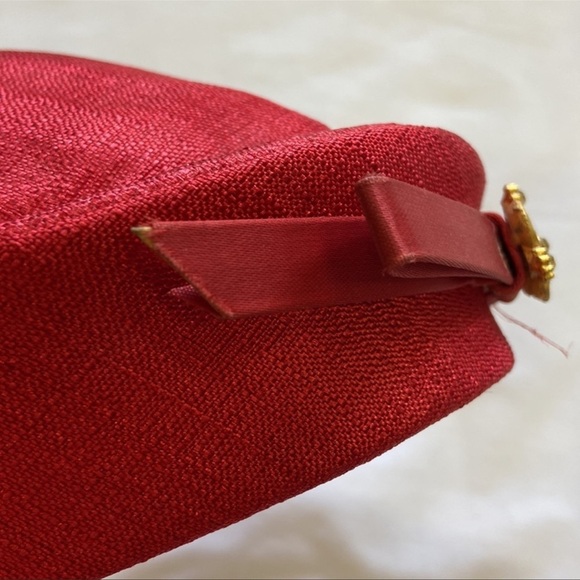 Vintage Hat Rhinestones Shimmer‎ Red Bow main image 5